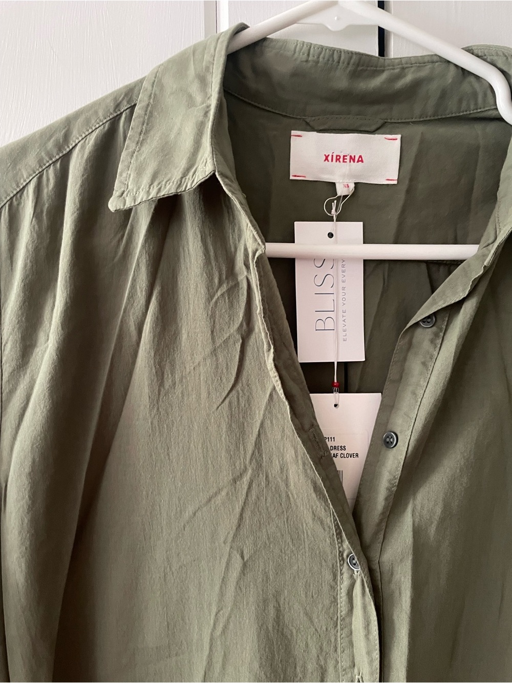 Xirena Button-Front Shirtdress in Olive Green NWT oversized size xs
